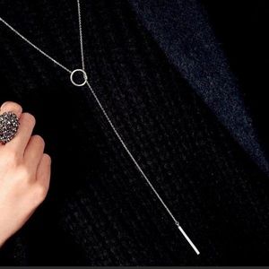 Circle & Bar Lariat Necklace NWOT